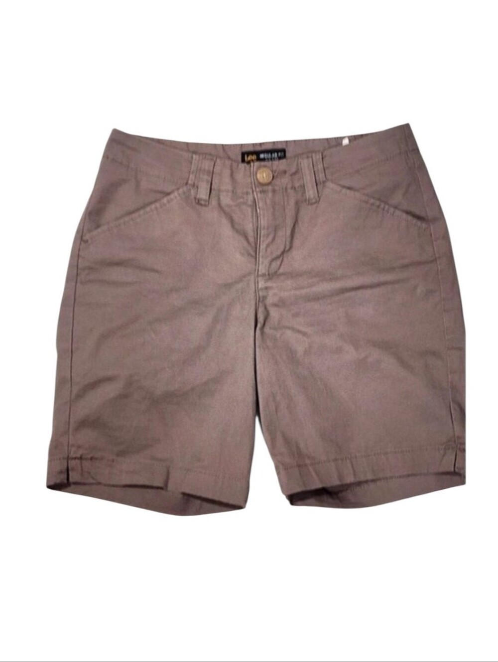 Lee Women's Mid-Rise Regular Fit Khaki Shorts. M